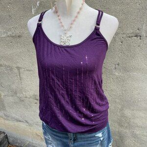 Y2K Purple Sequin Strappy Top